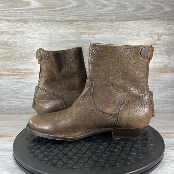 Frye Melissa Button Zip Short Ankle Boots Brown Leather Womens Size 6 - Picture 7 of 9